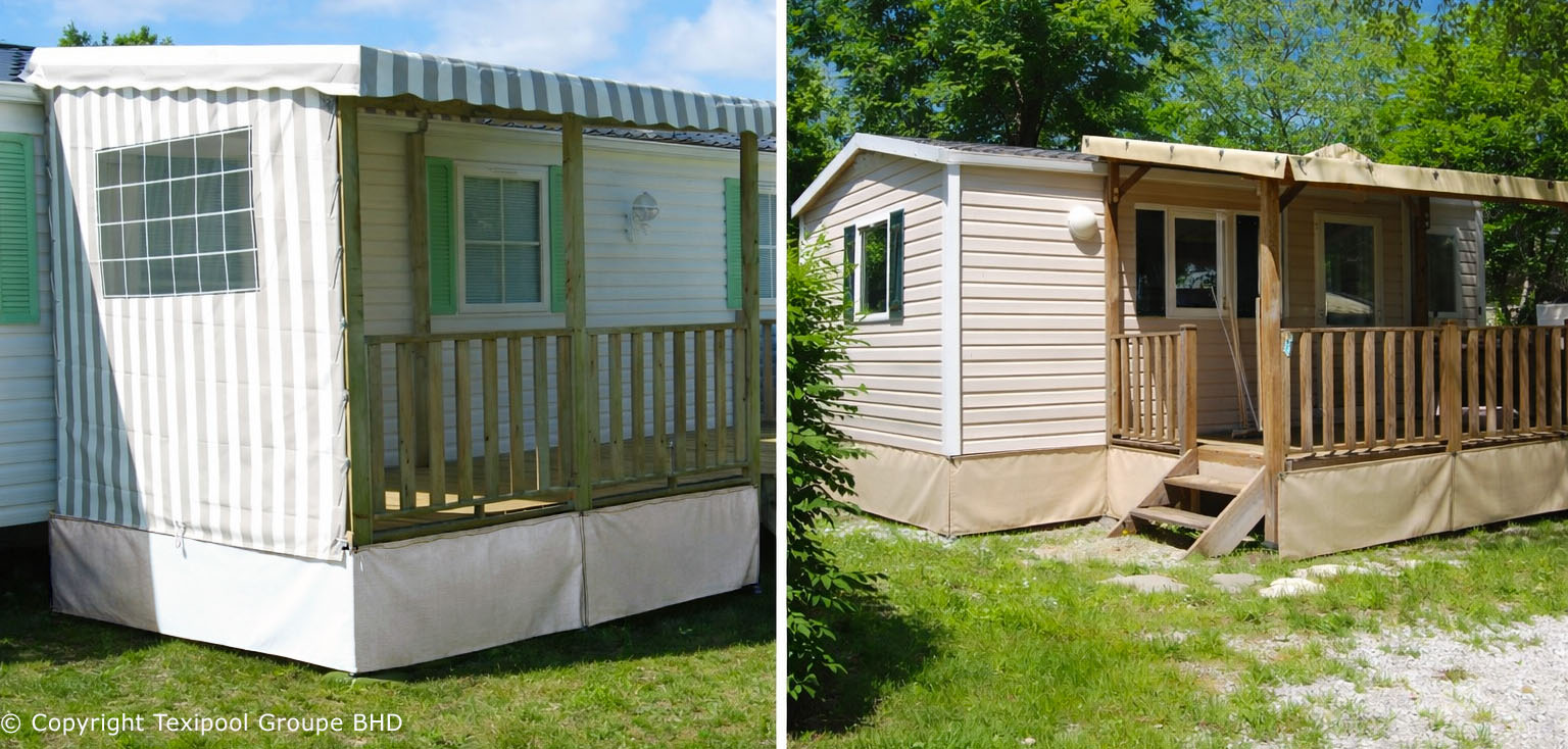 Bâche et grille soubassement mobil home